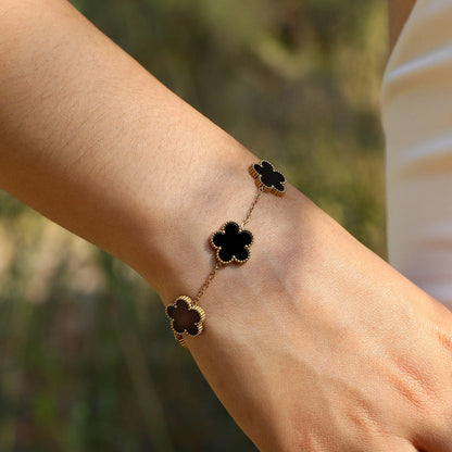 Clover Black Bracelet - 18K Gold Anti-Tarnish