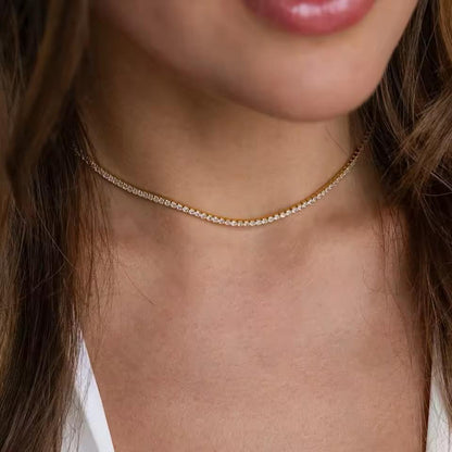 Tennis Chocker Necklace- 18K Gold Anti-Tarnish