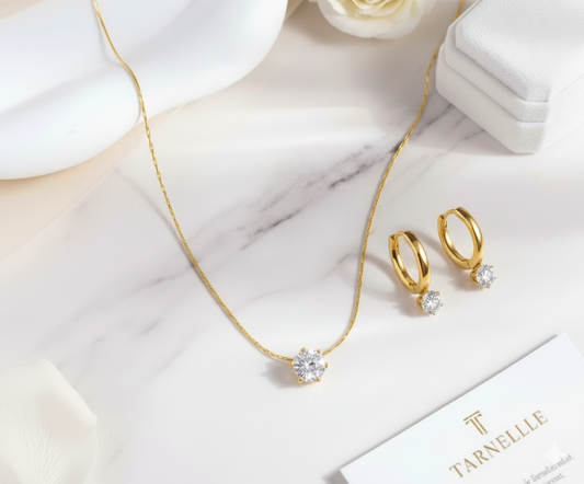 Tiana Radiance Hoop Earrings and Nora Solara Necklace Combo set