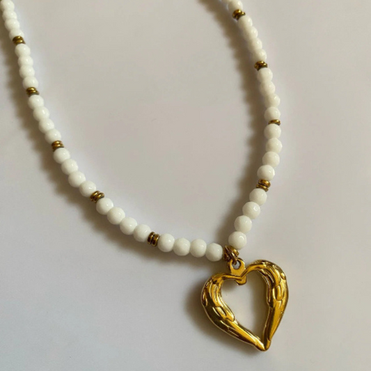 Alaya Pearl Heart Necklace - 18K Gold Anti-Tarnish