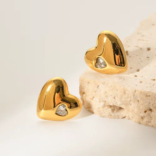 Velora Heart Earrings - 18K Gold Anti-Tarnish