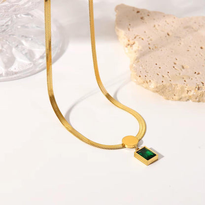 Vintage Emerald Necklace - 18K Gold Anti-Tarnish