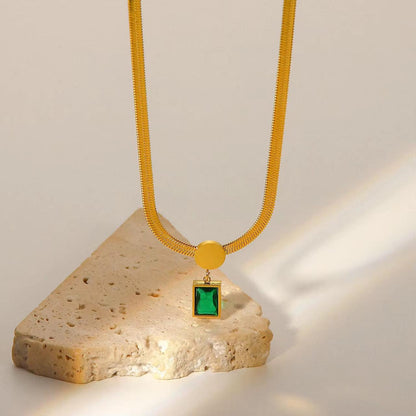 Vintage Emerald Necklace - 18K Gold Anti-Tarnish