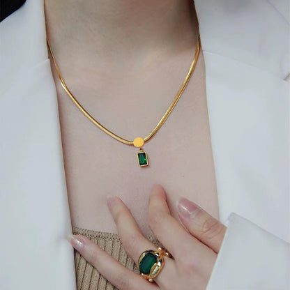 Vintage Emerald Necklace - 18K Gold Anti-Tarnish