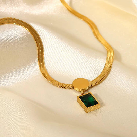 Vintage Emerald Necklace - 18K Gold Anti-Tarnish