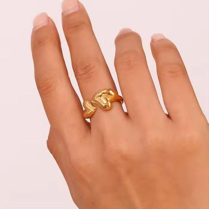 Sri Double heart Ring - 18K Gold Plated