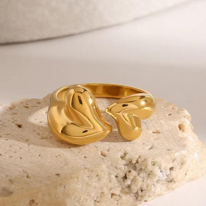 Sri Double heart Ring - 18K Gold Plated