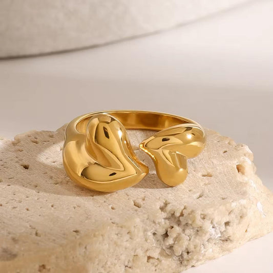 Sri Double heart Ring - 18K Gold Plated