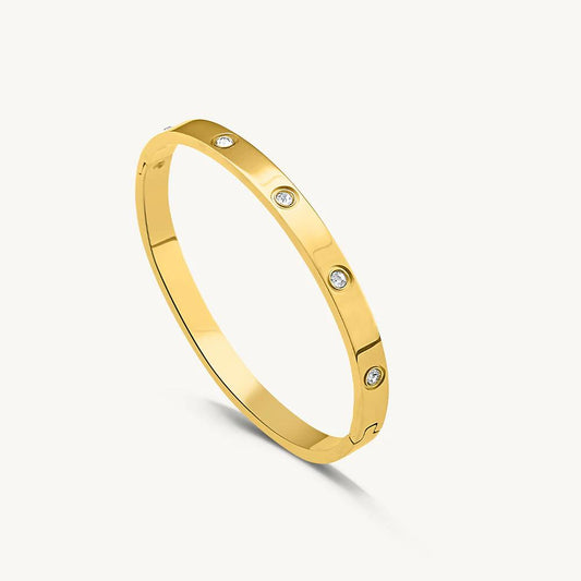Crystal Love Bangle Bracelet – 18K Gold Anti-Tarnish