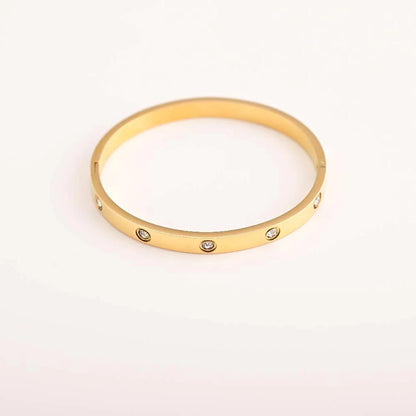 Crystal Love Bangle Bracelet – 18K Gold Anti-Tarnish