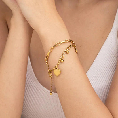 Eternal Heart Charm Bracelet – 18K Gold Anti-Tarnish