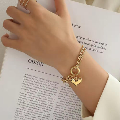 Chunky Heart Chain Bracelet – 18K Gold Anti-Tarnish