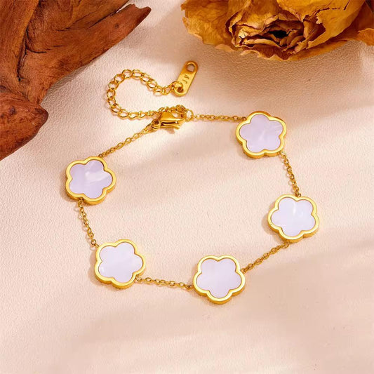 White Clover Bracelet  – 18K Gold Anti-Tarnish