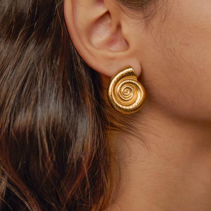 Spiral rugged Stud- 18K Gold Anti-Tarnish