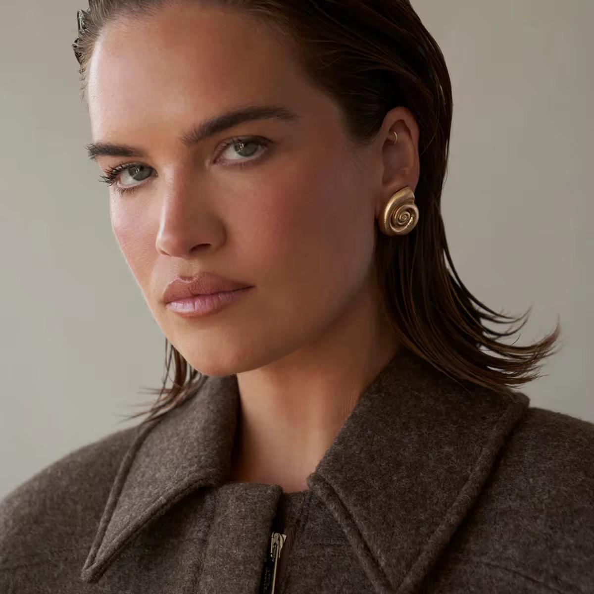 Spiral rugged Stud- 18K Gold Anti-Tarnish