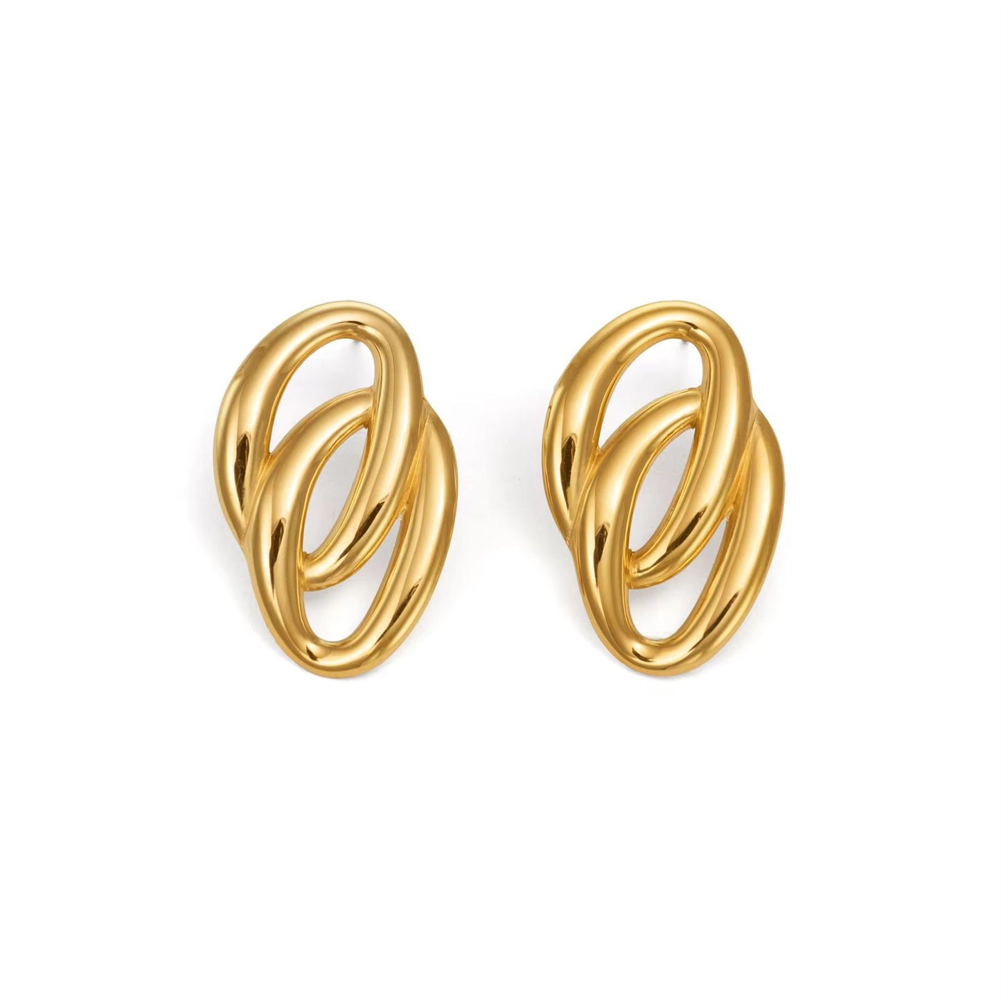 Inter linked Chunky Stud- 18K Gold Anti-Tarnish
