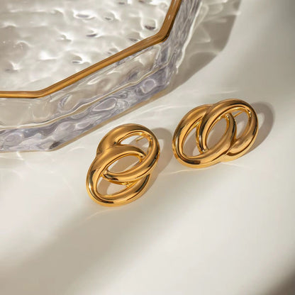 Inter linked Chunky Stud- 18K Gold Anti-Tarnish