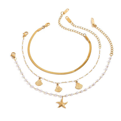 Salty and Golden Stack Bracelet – 18K Gold Anti-Tarnish