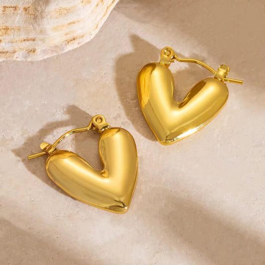 Natalia Heart Hoops - 18K Gold Anti-Tarnish