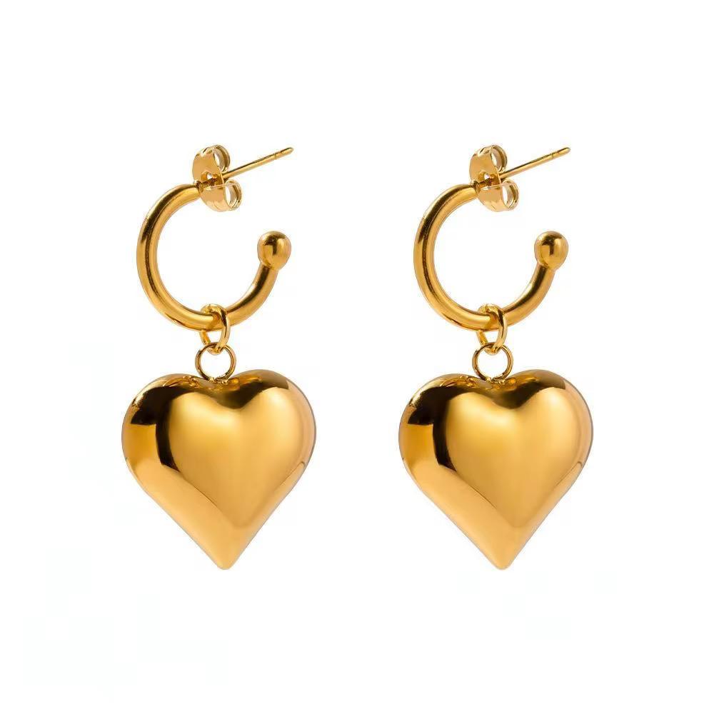 Chunky Heart Dangles-18K Gold Anti-Tarnish