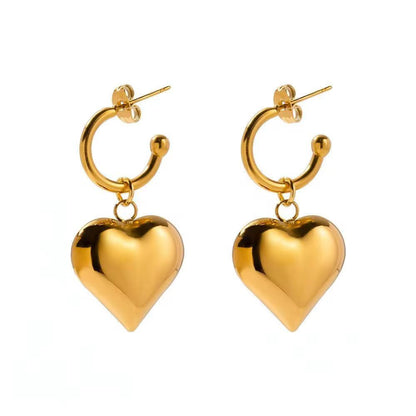Chunky Heart Dangles-18K Gold Anti-Tarnish