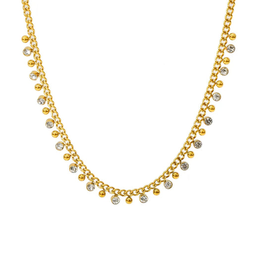 Zahra Zirconia Chain Necklace – 18K Gold Anti-Tarnish