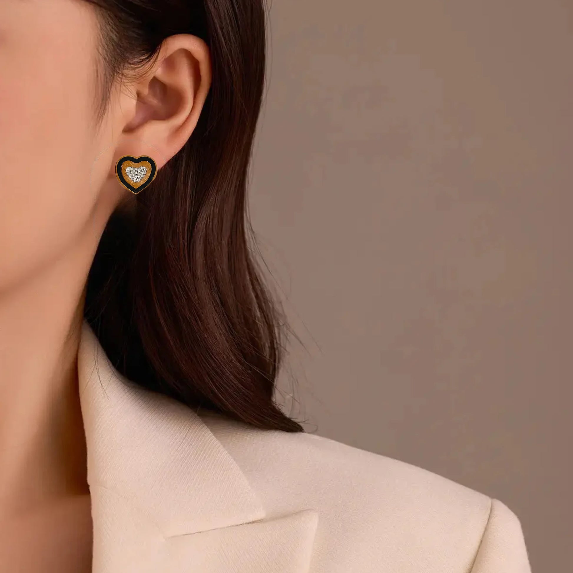 Elina Double Heart Earrings - 18K Gold Anti-Tarnish