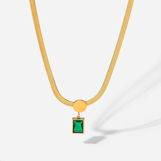 Vintage Emerald Necklace - 18K Gold Anti-Tarnish